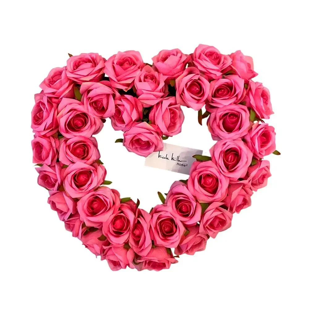 Nicole Miller Silk Rose Heart Wreath 16